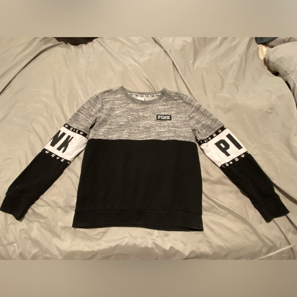 Women’s Victoria Secret PINK pullover; Black & Grey; Size Small